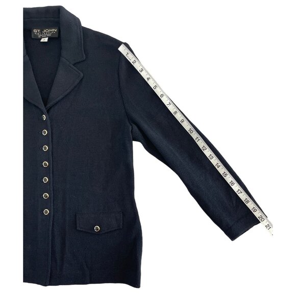 St John Collection by Marie Gray Black Sweater Blazer Vintage Gold Button Size 2 - Picture 3 of 9